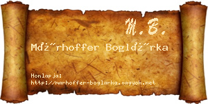 Márhoffer Boglárka névjegykártya